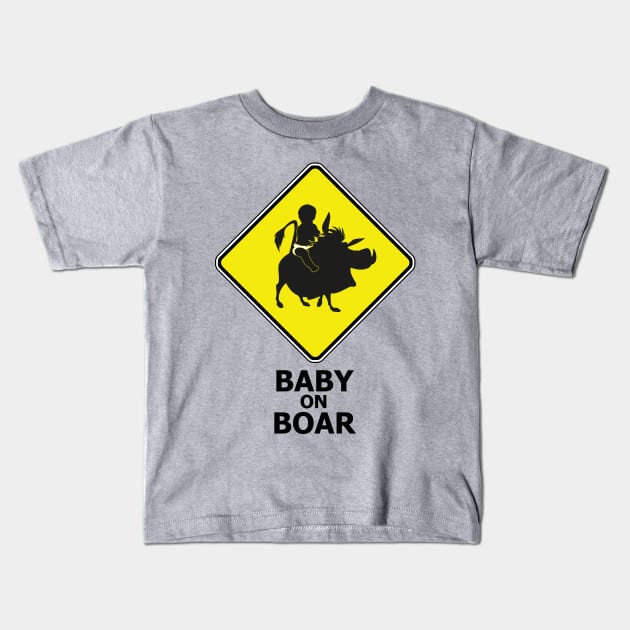 Baby on Boar Kids T-Shirt by Xieghu